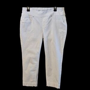 Style & Co Women Size L White Pull-On Stretch Capris Faux Pockets 2 Back Pockets